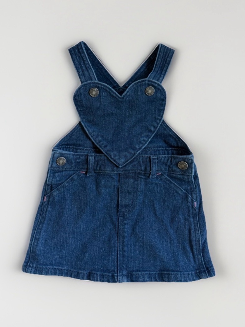 Carters Baby Girl Heart Denim Overall Dress Jumper 9M Cottagecore Whimsical